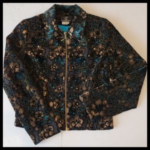 LoriZoni silk velour sparkle rhinestones  blazer XS